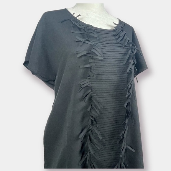 Dash by Kardashian Vertical Fringe Blouse Top Black Size XS - Picture 2 of 4